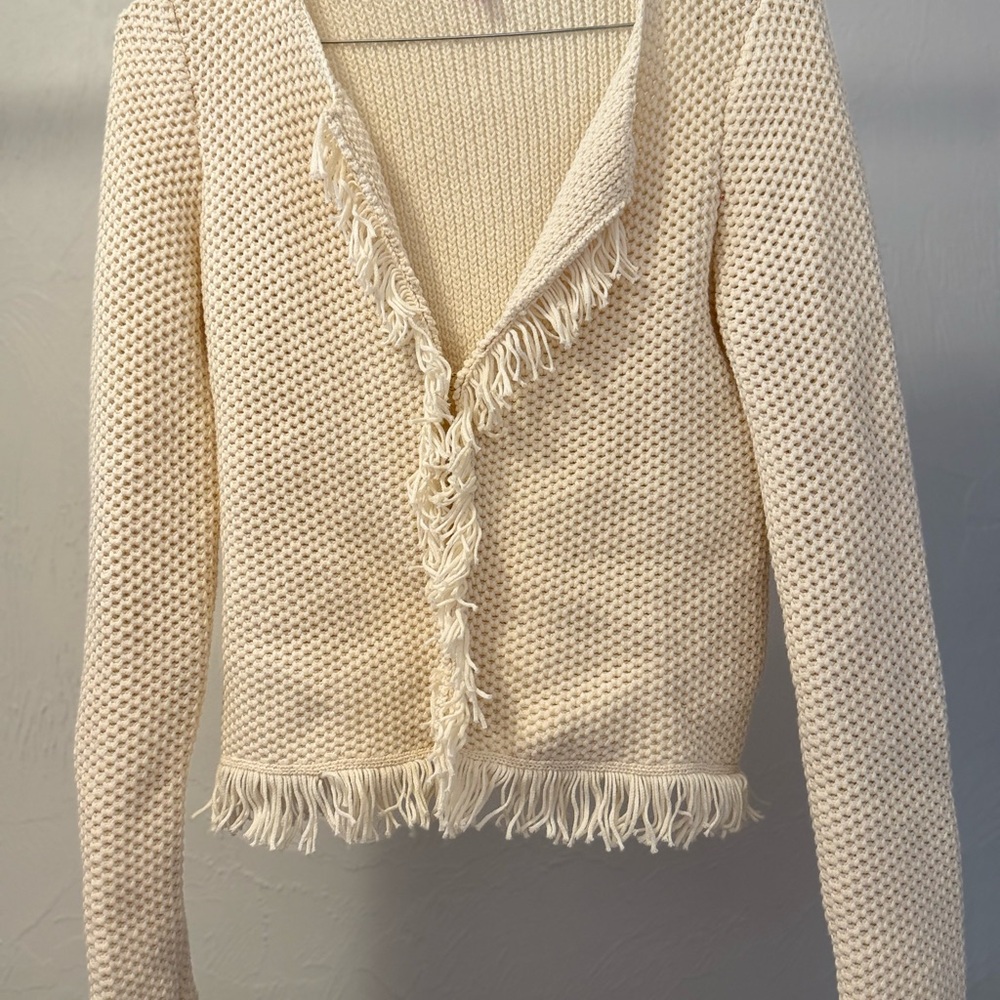 Cream Fringe Sweater